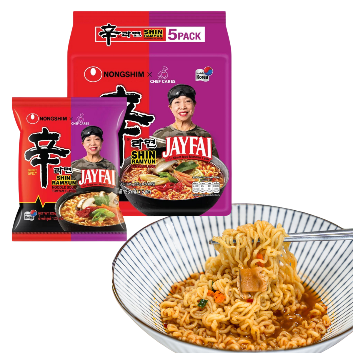 Nongshim Shin Ramyun x Jay Fai Tom Yum Soup Instant Noodles